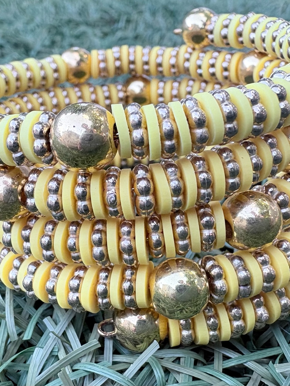 Gold and Yellow Coil Beaded Bracelet - Women Jewelry